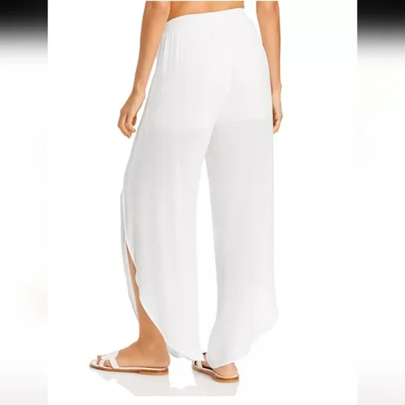 Aqua Swim White Petal Beach Cover Up Pants. S - Picture 3 of 8